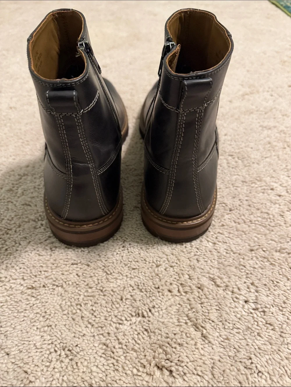 Johnston & Murphy Chocolate Brown Leather Chelsea Zip Boots-NEVER WORN